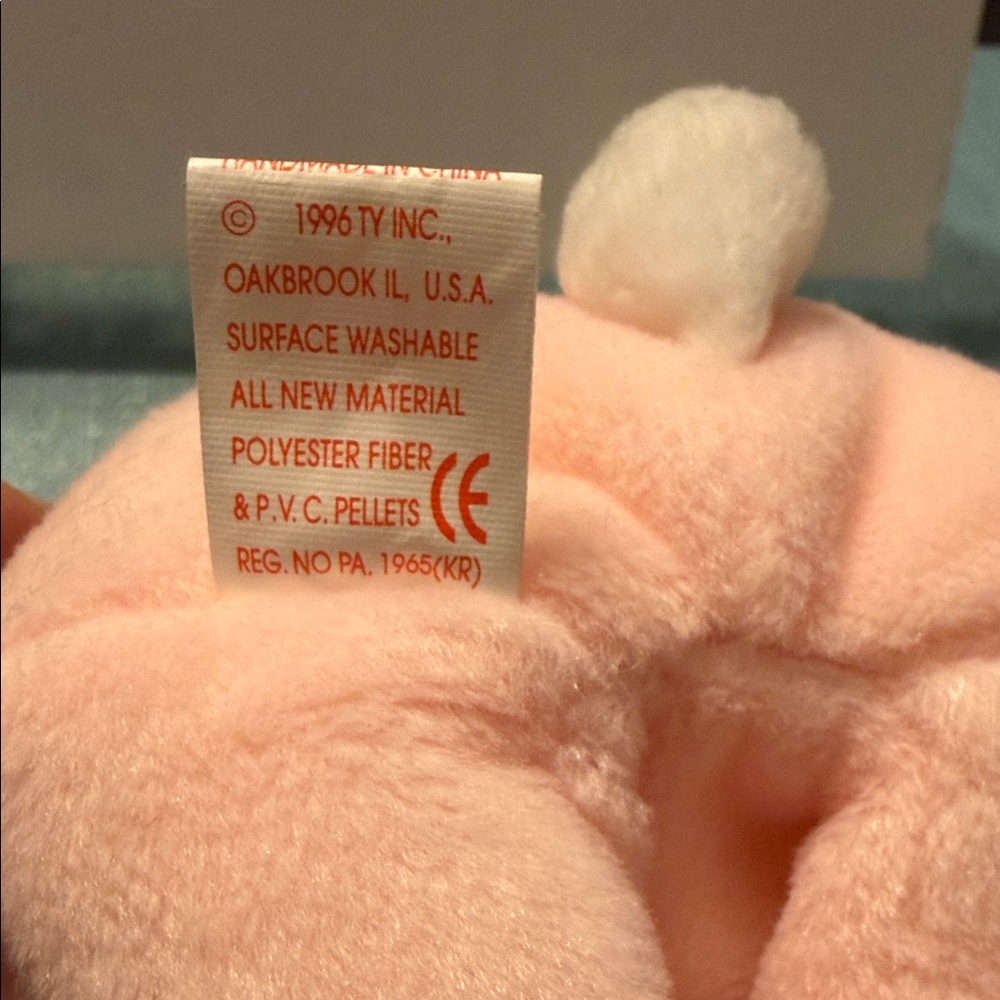 Ty Rare Hoppity Pink Baby Bag Plush Bunny with errors - Picture 3 of 4